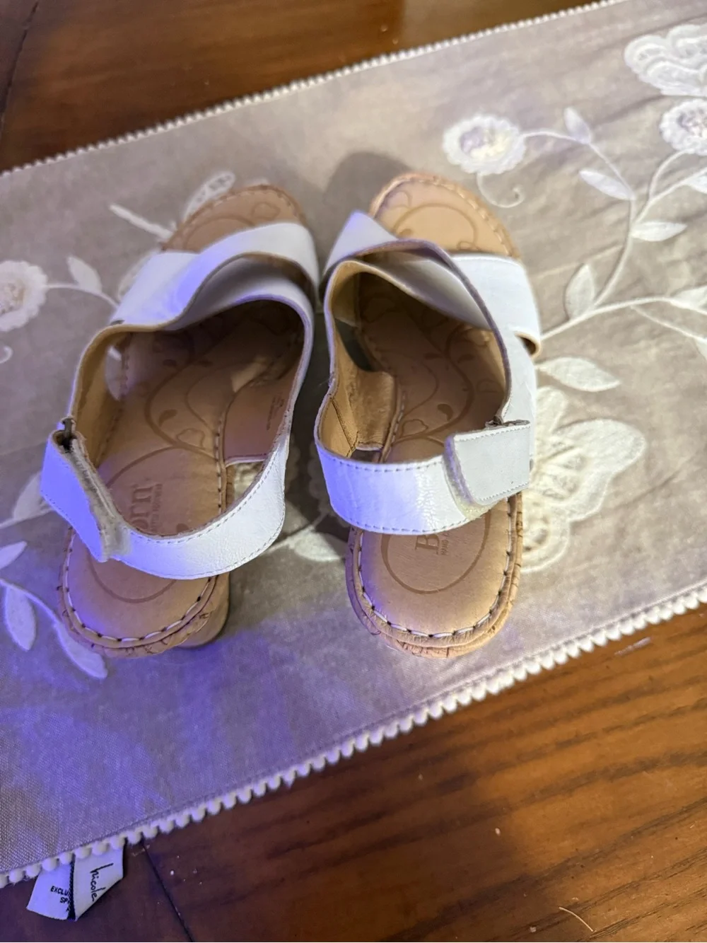 Bjorn Borg White Crisscross Slingback Wedge Sandals with Cork-Style Sole